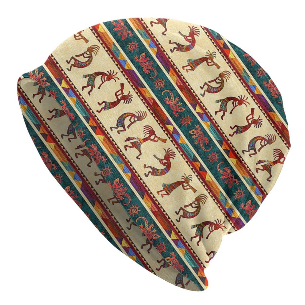 Custom Southwest Tribal Native American Kokopelli Skullies Beanies Caps Streetwear Winter Warm Knit Hat Adult Unisex Bonnet Hats