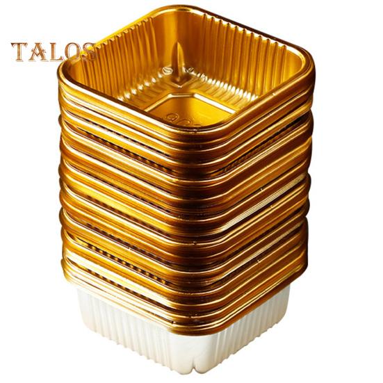 100Pcs Moon Cake Trays Waterproof Multipurpose BPA Free Durable Clear Golden Mooncake Holder for Mid-Autumn Festival