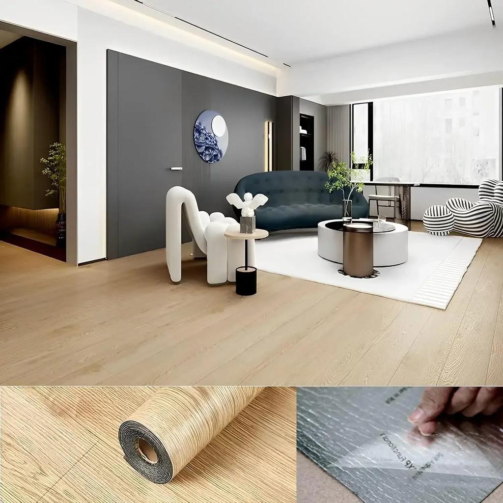 1PC 15.75x118.1in Thickened Self-adhesive 3D Wood Grain Floor Stickers Anti-Slip Wear-Resistant Home Decoration Floor Stickers