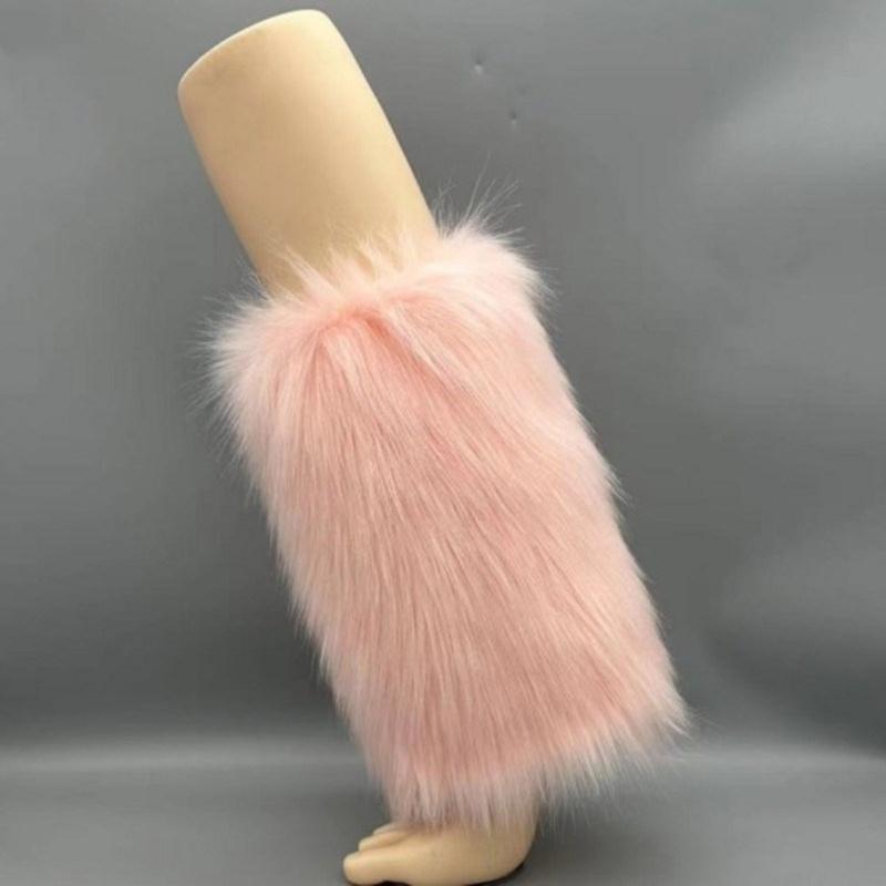 Winter Fuzzy Leg Warmers for Women Soft Stylish Plush Boot Toppers Covers In Bright Solid Color Furry Leg Sleeve Socks