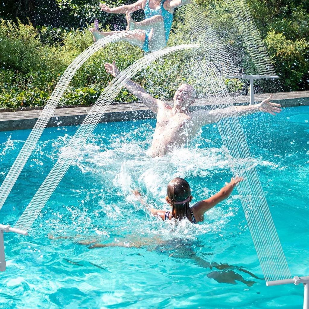 Doppelkopf Pool Sprühbrunnen Wasserfall Schwimmbadbrunnen Hochdruck Schwimmbadregner Brunnenzubehör