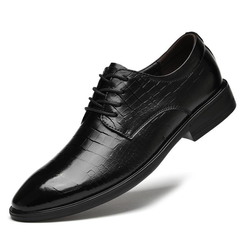 Men’s British Korean Style Embossed Crocodile Grain Leather Loafers 42