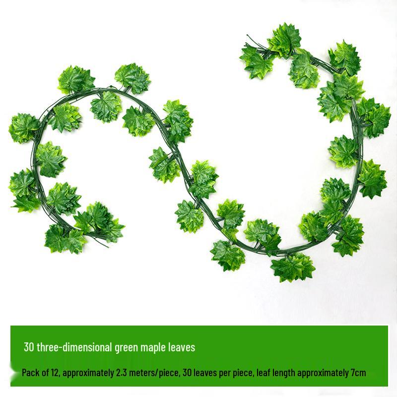 Rattan Air Conditioning Pipe Cover with Artificial Green Vines and Leaves