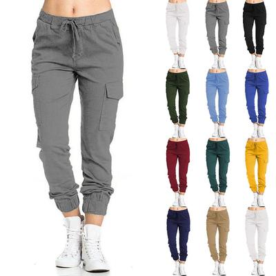 Damen-Kampf-Cargohose mit elastischem Bund, Freizeithose, S-4XL