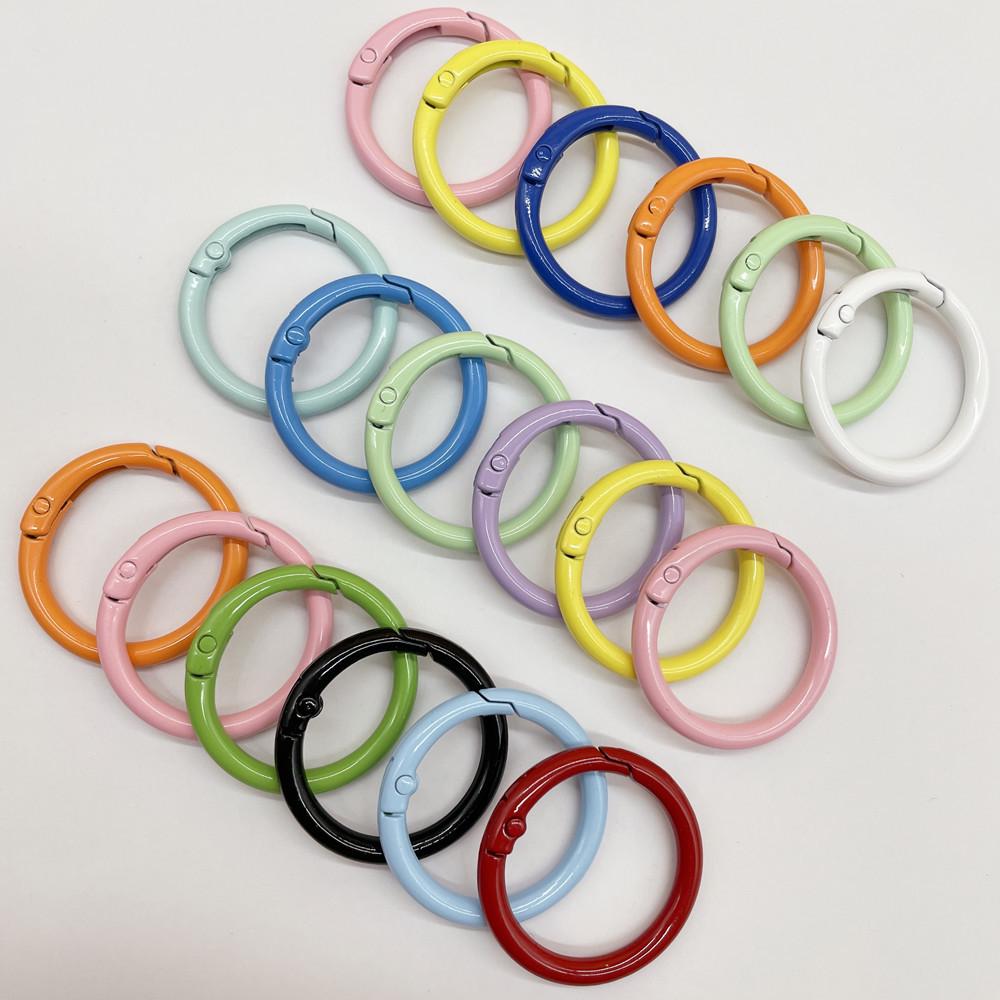33mm Colorful Coil Spring Snap Buckle Luggage Bag Doll Keychain Ring Ornament