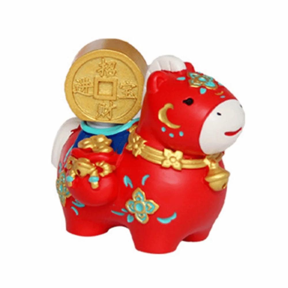 Cartoon Zodiac Horse Ornaments Handcrafted Rotatable Resin Cartoon Horse Statue Year of The Horse Horse Mascot