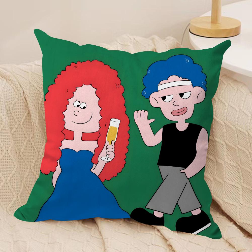Süßer Cartoon-Paar-Kissenbezug Weicher Plüschstoff Doppelseitig Bedruckter Sofakissenbezug für Alle Jahreszeiten Heimdeko Geschenk