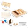 5 In 1 Wooden Board Game Set with Chess, Shut The Box Games, Hockey Puck, Backgammon