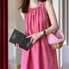 Women's Summer French A-Line Sleeveless Dress: White or Raspberry Red, Elegant Temperament