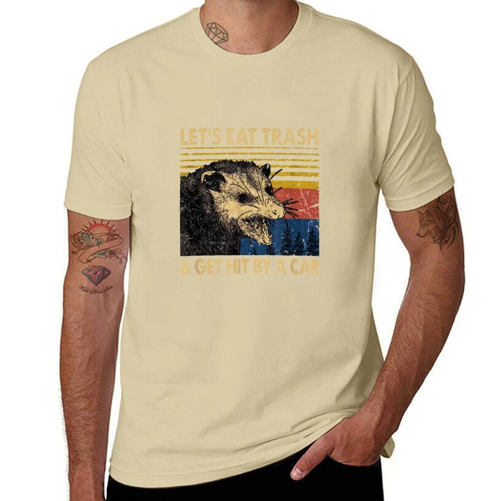 Lets Eat Trash and Get Hit by a Car T-Shirt Oversizeds Graphics Plus Sizes Mens Big and Tall T Shirts