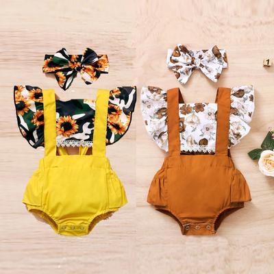 Infant Baby Girls Ruffle Snakeskin Printed Backless Romper Bodysuit+Headbands