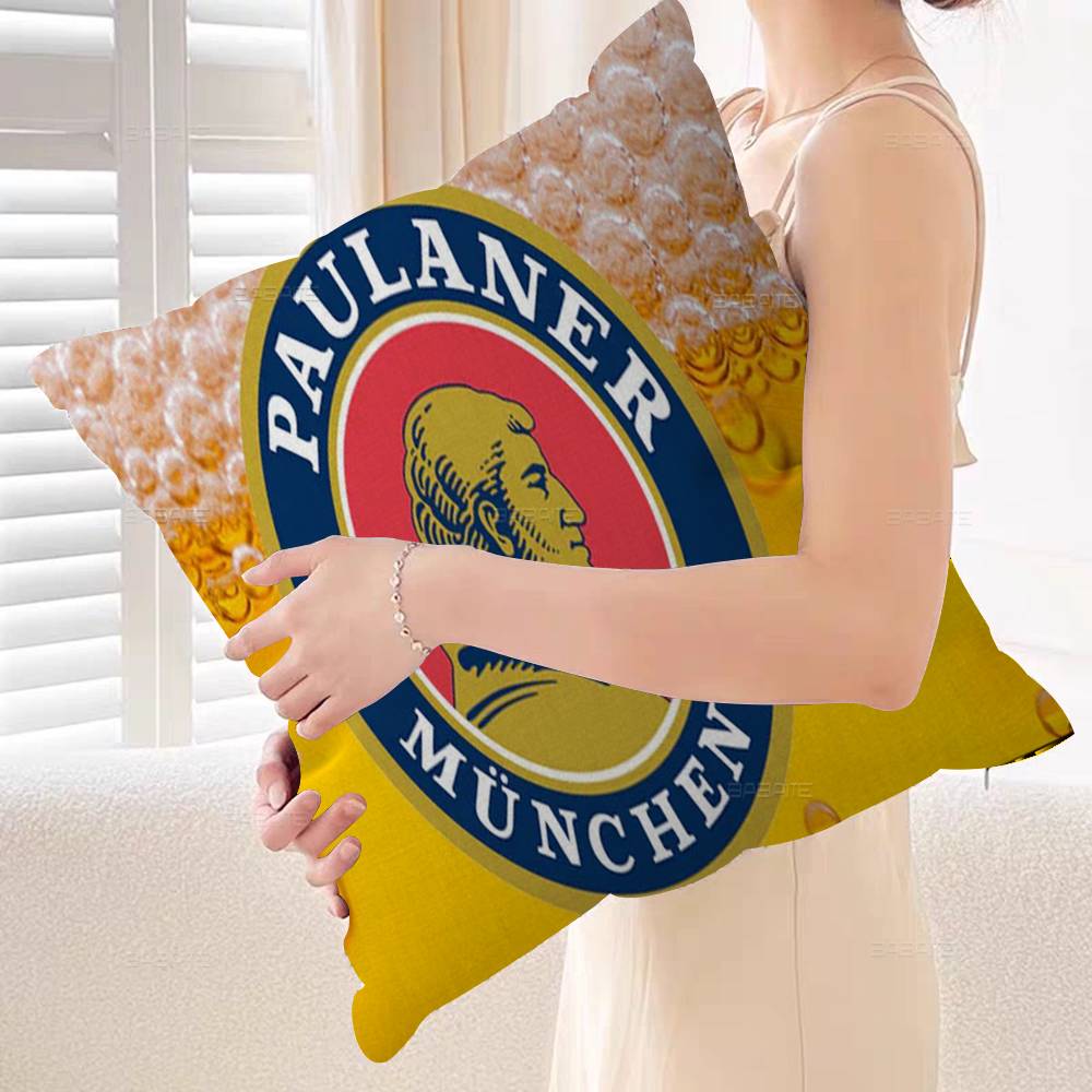 German Beer Paulaners Personalized Pillow Cover Kids Bedroom Wild Party Decor Pillowcase Kid Birthday Shower Gift