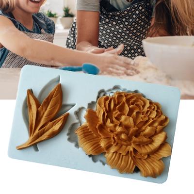 Baking Mold Easy-Demoulding Wear-Resistant Heat-resistant Food Grade No Odor Make Cakes/Desserts Eco-friendly Peony Flower Shape Silicone Mold