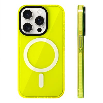 Transparente Neonfarbe MagSafe Handyhülle für iPhone17 16 15 Pro Max 14Pro 13 14 12 Kabelloses Laden Weicher Silikon-Stoßfänger