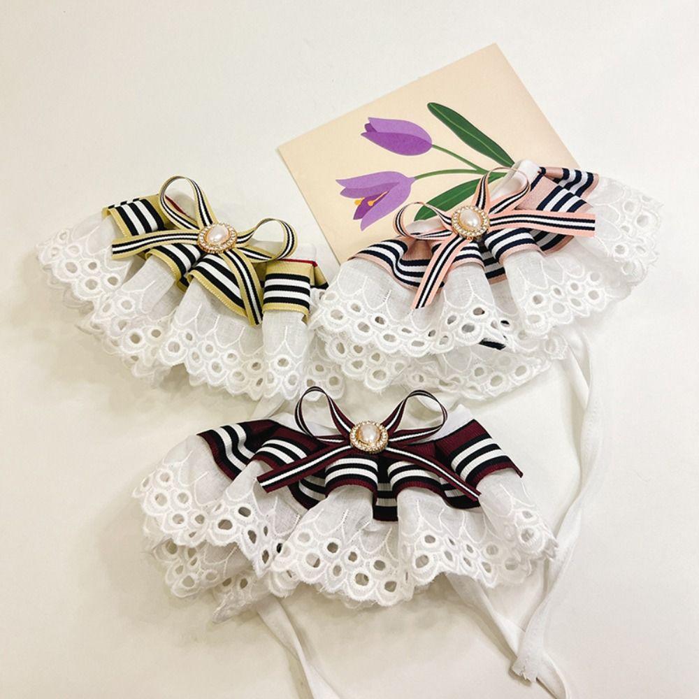 Jewelled Dog Bib Bowtie Necklace Pet Necktie Puppy Cat Lace Collar  For Dog/Cat