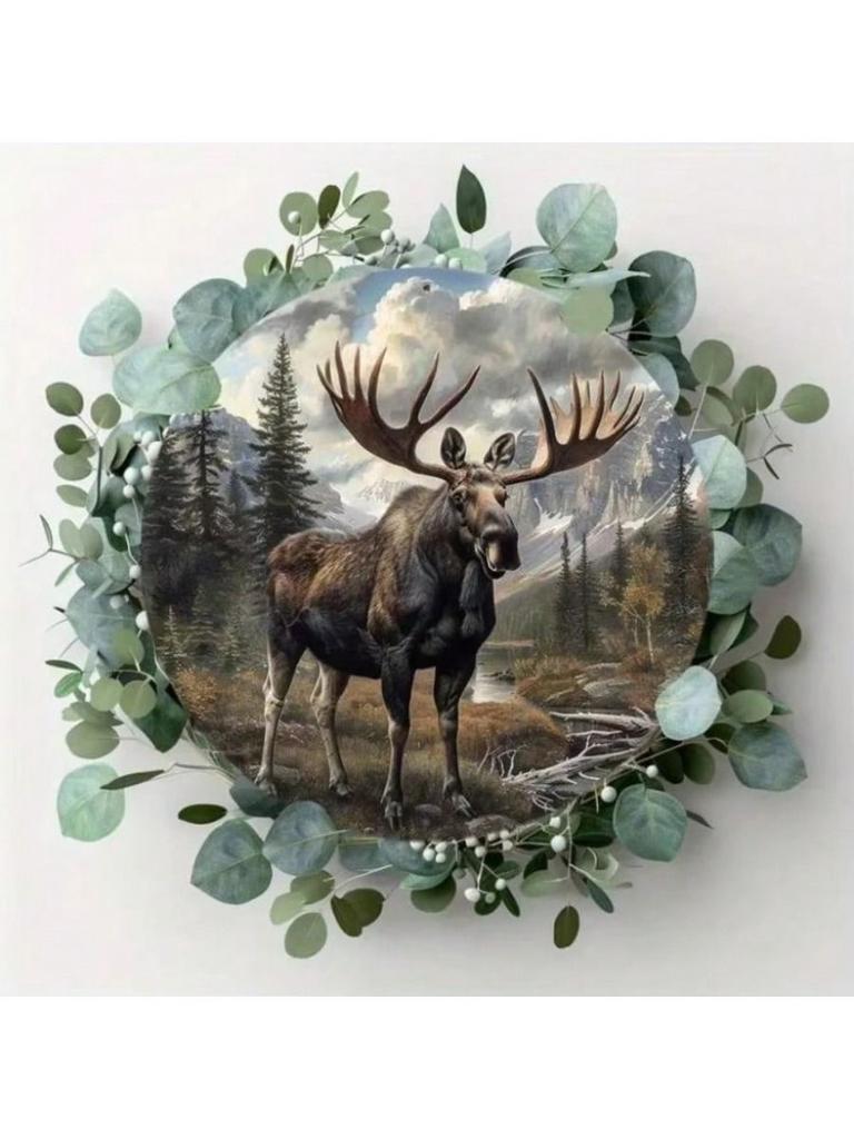 20cm Round Metal Moose Wall Art Vintage Tin Sign Home Decor