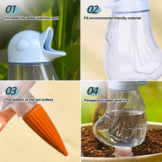 Bird Self Watering Spikes Clear Bird Bulb with Terracotta Spike Automatic Watering Spikes Plant Watering Device for Houseplants Outdoor Potted Plants