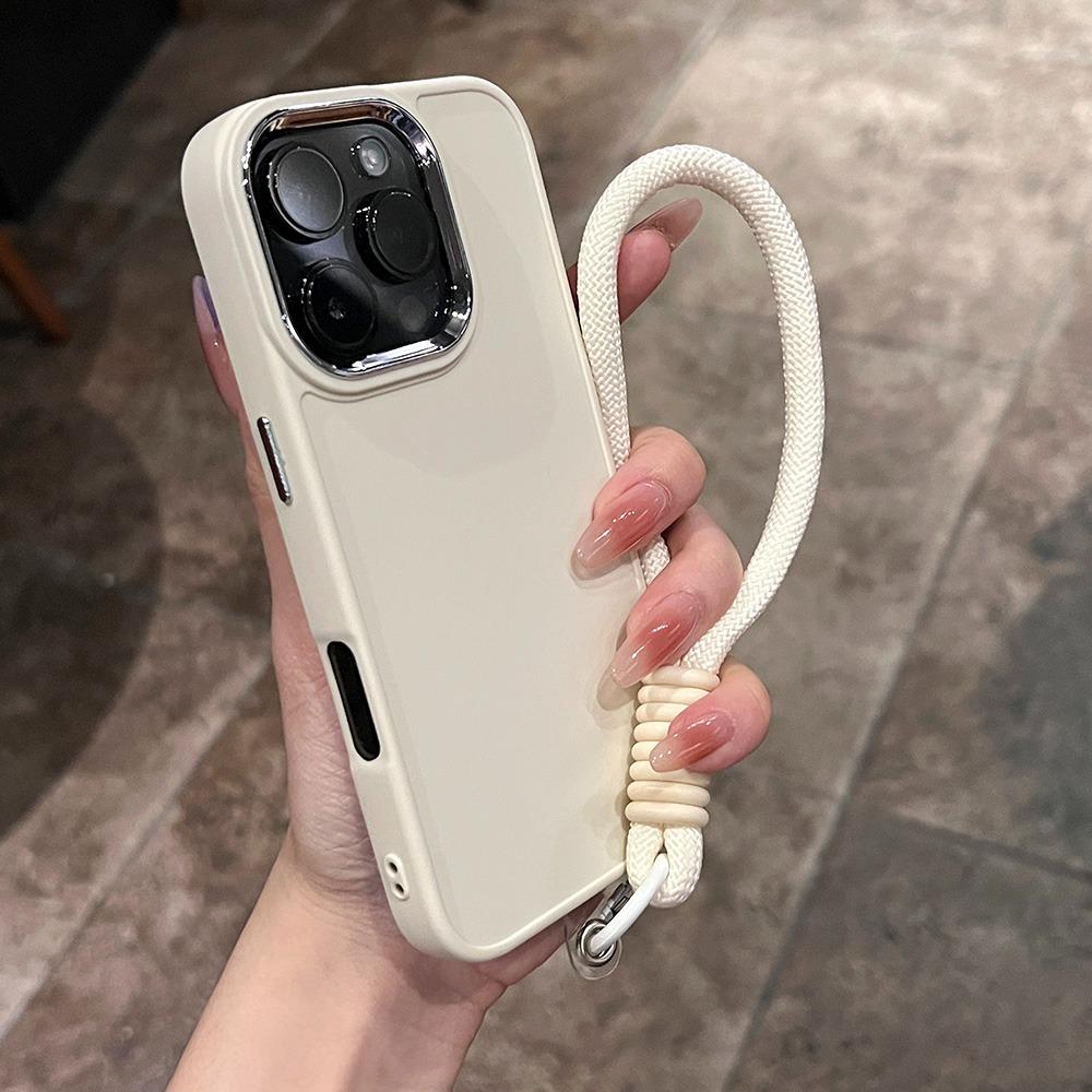Luxury Soft Silicone With Lanyard Phone Case For iPhone 11 12 13 14 15 16 Pro Max Plus Shockproof Bumper Cases Cover