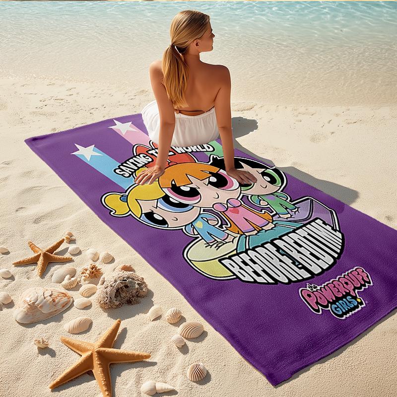 1Pc Powerpuff Girls World Beach Towel, Quick Dry, Multi-Use for Beach Pool Gym Yoga Home Travel, Christmas, Halloween, Xmas Gift M929144