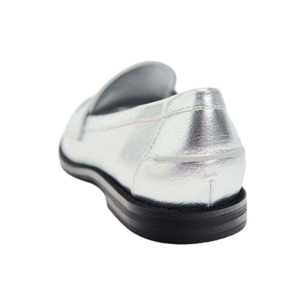 Zara Pu Slip-On Loafers Women Shoes Silver 12514310808
