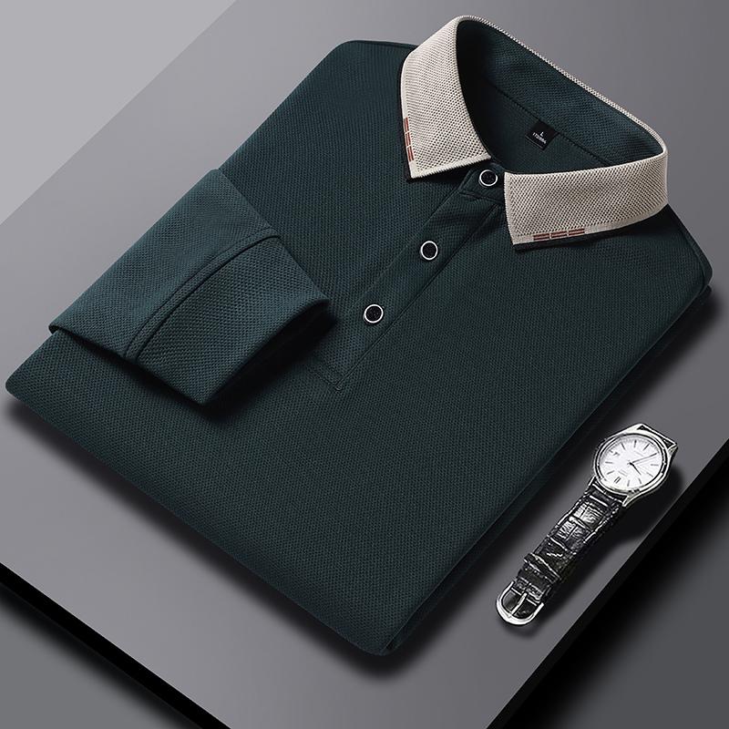 Autumn and Winter Versatile Bottoming Tops Business Casual Men's Long-sleeved POLO Fir Lapel T-shirt