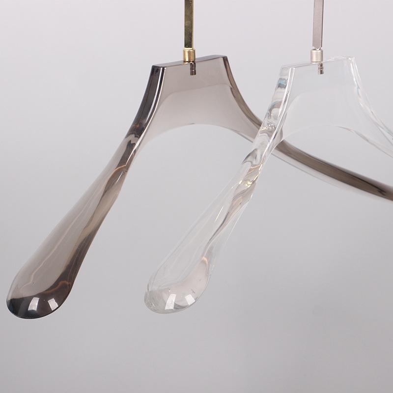Smoky Gray Transparent Acrylic Men's Clothing Hanger with Custom Store Logo for Pants