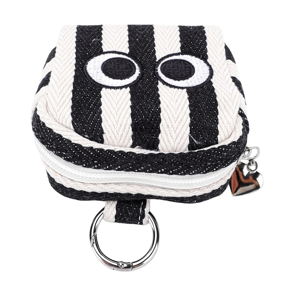 Waist Bag Cute Embroidered Eyes Striped Zippered Portable Waist Storage Pouch