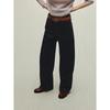 Shi Shi Pure Cotton Washed Color Block Loose Straight-Leg Jeans V7576