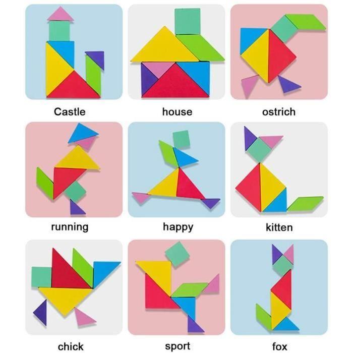 Vzdělávací hračka - LX - 96 Magnetické Tangramové puzzle - Cestování a karty - Zelená - Smíšené