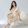 Summer Pure Cotton Pajamas Women's Pullover Sweet Casual Short-sleeved Cropped Pants Can Be Worn Outside Loungewear Student Dormitory Set