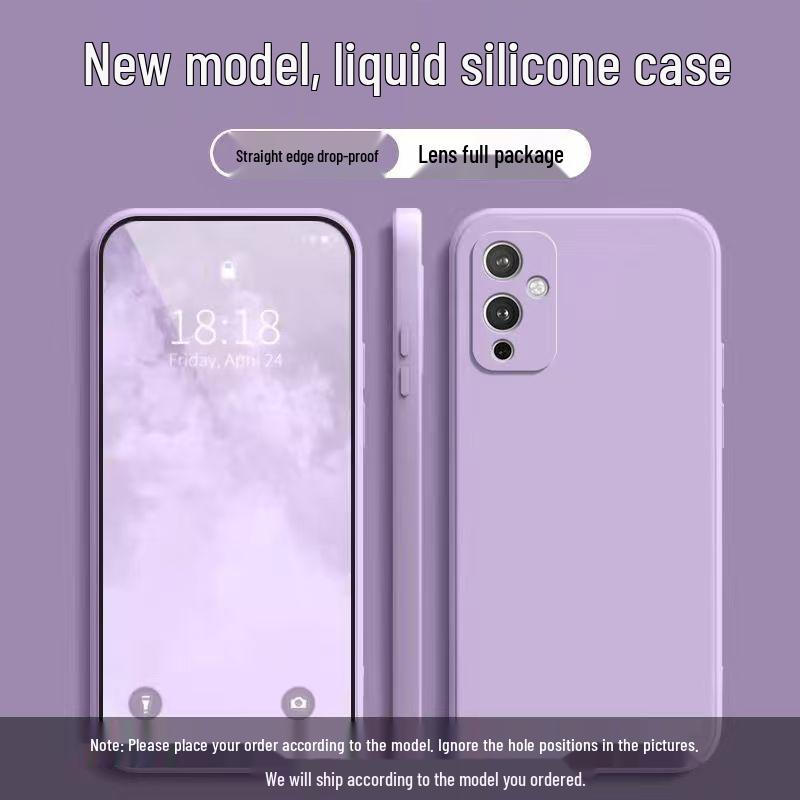 OnePlus 9 Liquid Silicone Anti-drop Solid Color Protective Case - Simple Style, Skin-friendly Feel, Full Coverage OnePlus 9 светло-фиолетовый