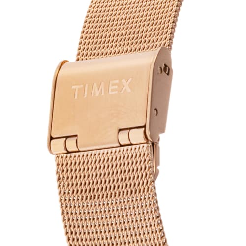 TIMEX Transcend Watch, 34mm, Silver Dial, Brass, Mineral Glass, Quartz Movement, American Brand, TW2W19200, Unisex, Pink Gold