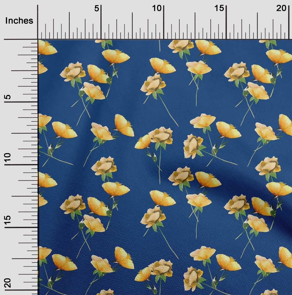 oneOone Cotton Flex Cream Fabric Flower & Leaves Watercolor Sewing Fabric By The Yard Print Diy Clothing Sewing 40 Inche