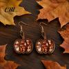 Hypoallergenic Earrings for Sensitive Ears 1 Pair Fall Thanksgiving Pumpkin Women, Wooden Festive Shaped Dangle Drop Earrings, Autumn Halloween