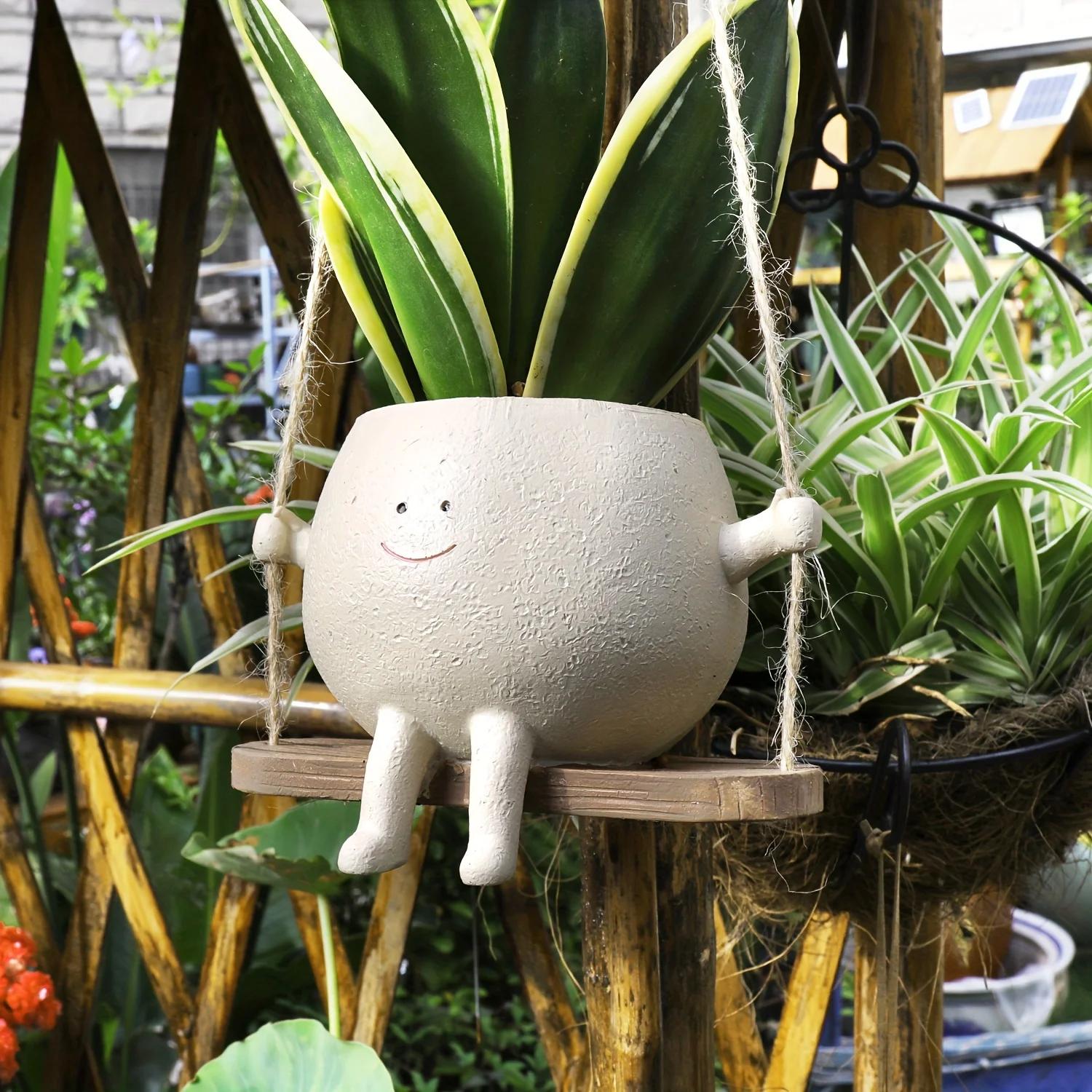 

1 шт. горшок для растений из смоляного лица, подвесные креативные суккулентные цветочные горшки, милый цветочный горшок в виде головы