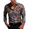 Tribal Geometric Long Sleeve Button-Down Shirt for Men