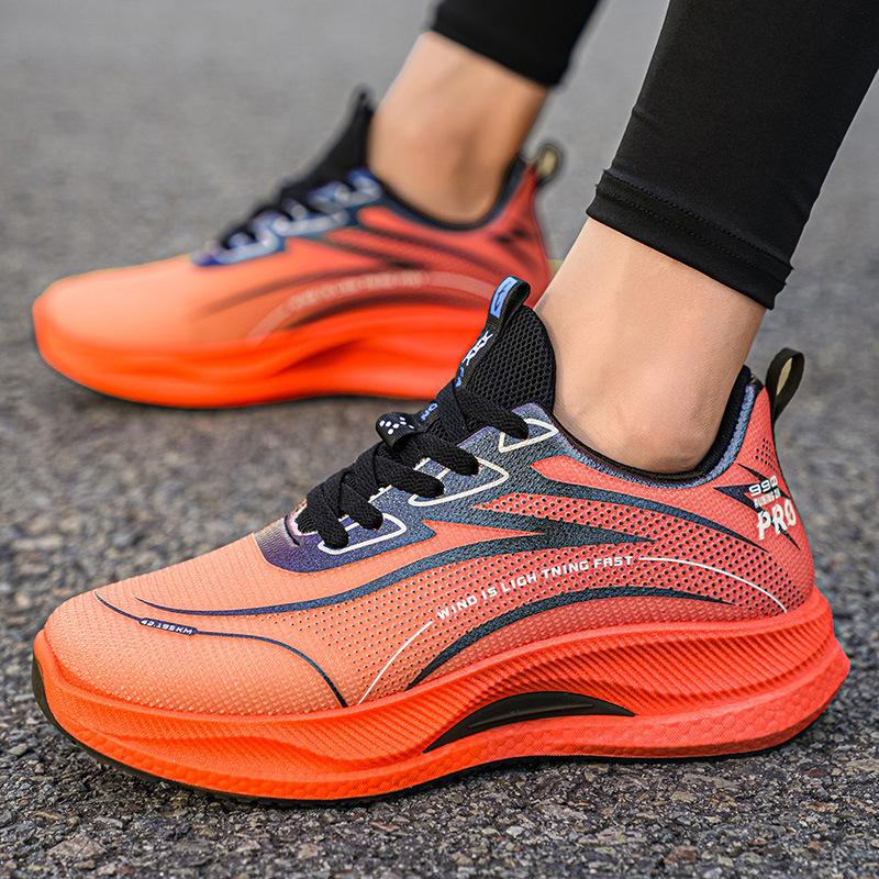 Flame Red Mesh Sneakers Breathable Casual Marathon Running Shoes