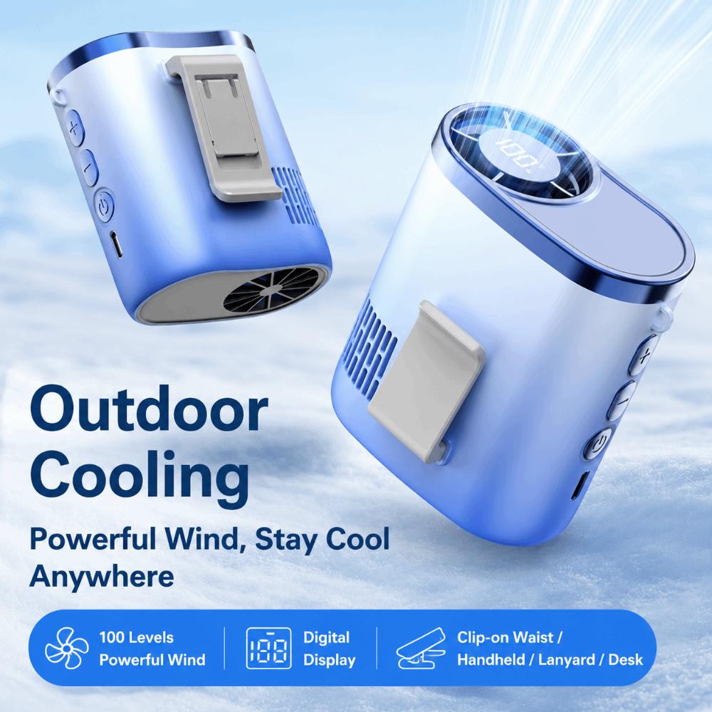 LED Display Neck Fan USB Rechargeable Portable Fan Portable Cooling Fan  Summer