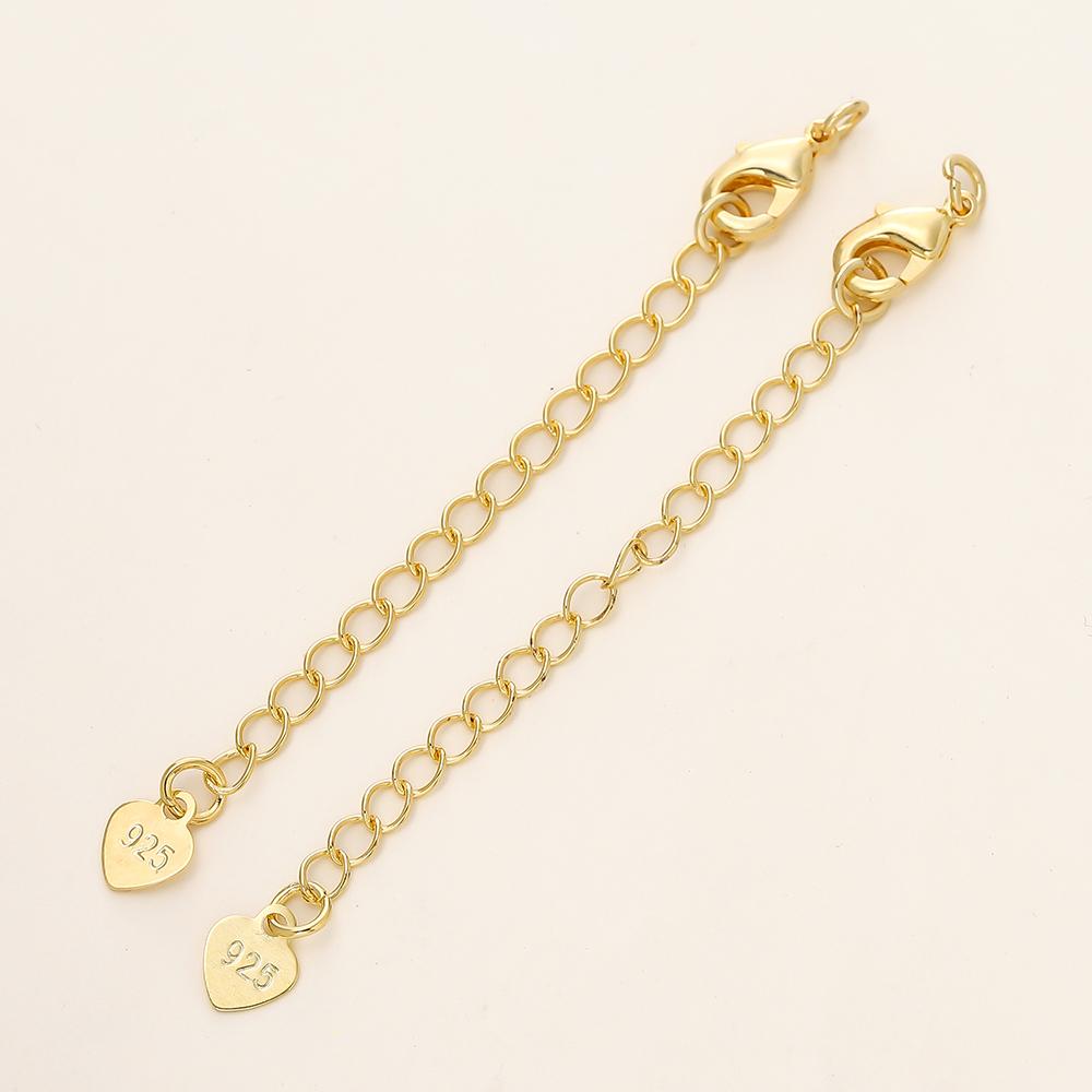 5/10pcs/Pack 14/18K Gold Color Plated Brass Various Extension Chain With Lobster Clasps for DIY Necklace Jewelry Making Findings