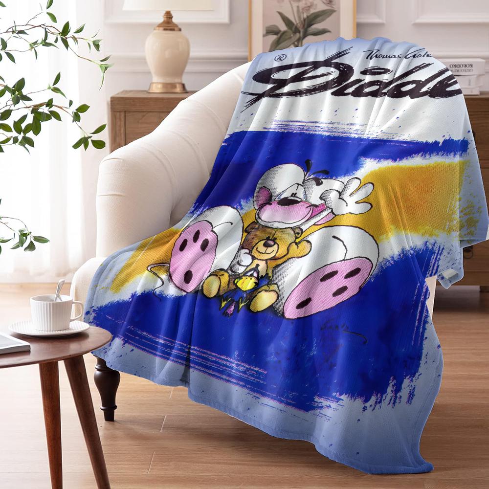 Süßer D-diddl Überwurf Weicher Flanell Überwurf Sommerdecke Leichte Gemütliche Nickerchen Decke für Sofa Bett Reisen