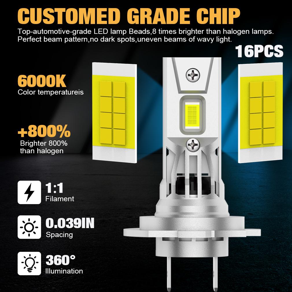 2st 30000LM H7 H8 H11 LED Strålkastarlampor Canbus 9005 HB3 9006 HB4 Led 1:1 Mini Trådlös Lampa 16Core CSP Bilstrålkastare Dimljus Turbo Fläkt 6000K 12V