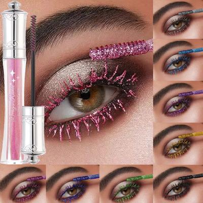 Luxuriöse Wimperntusche mit Glitzer-Diamanten in Rosa und Silber, wasserfest, wischfest, für geschwungene Wimpern, verlängertes Make-up, dauerhaftes Tragegefühl, Kosmetik