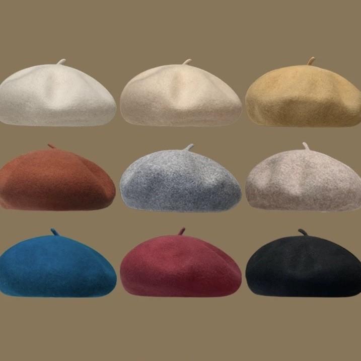 Autumn And Winter Korean Version Of High-Quality Woolen Painter Hat Women'S Cloud Hat Adjustable Versatile Three-Dimensional Wool Beret