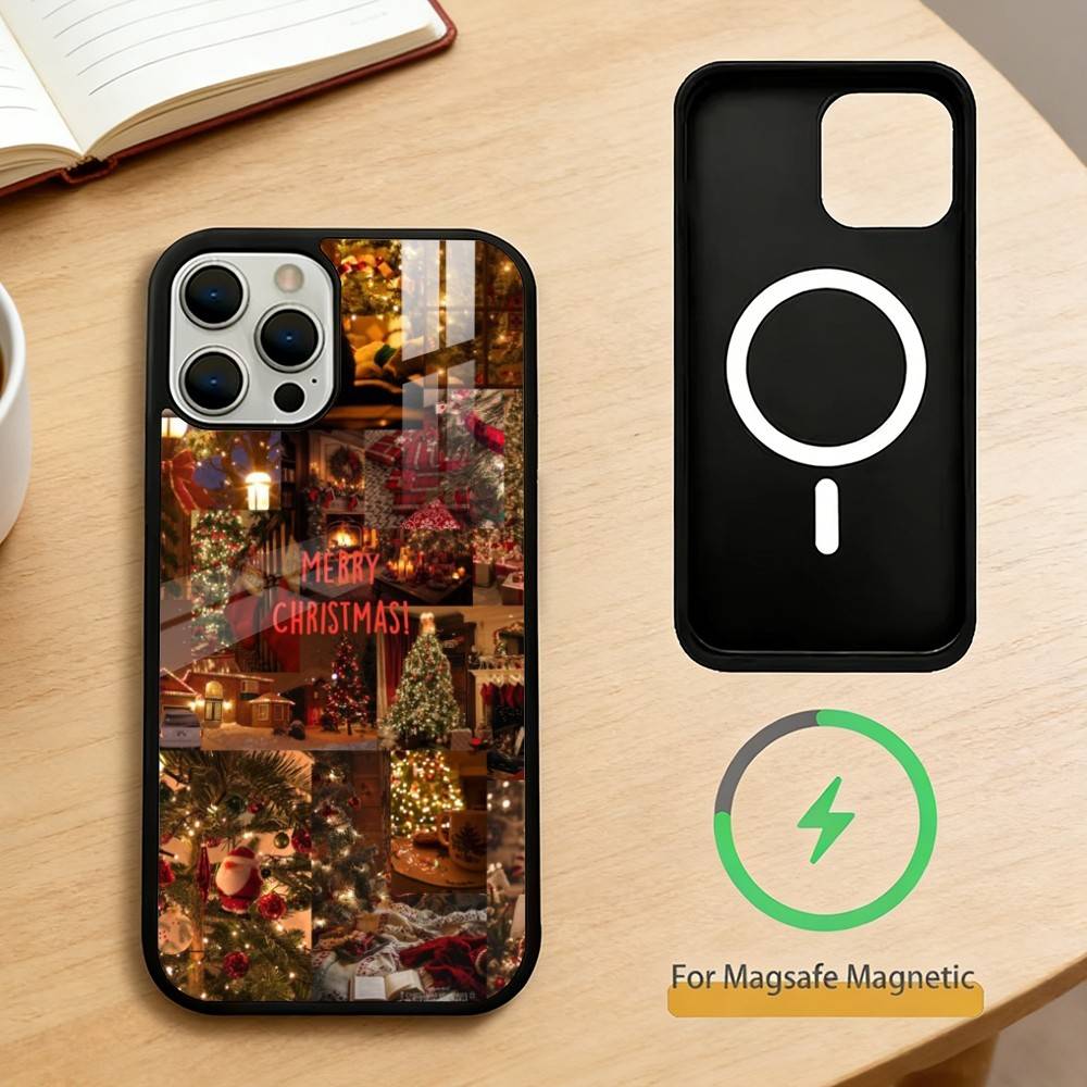 

Чехол для телефона Счастливая Рождественская елка для iPhone 14,16,15,13,17,12,Plus,Pro,Max Магнитный для Magsafe Матовый Чехол iPhone12PRO
