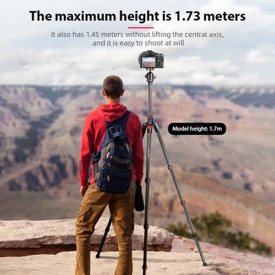 Manbily MC 284 68.1 Inch Foldable Tripod Camera Stand with Ball Head Carbon Fiber 15kg 33lbs Load Capacity 4 Sections