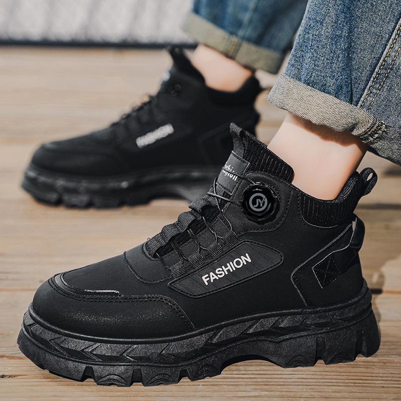 

Autumn and winter men s shoes new high-top tooling shoes men s British style retro short boots thick-soled non-slip Martin boots men 39