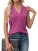2024 Damen Einfarbig Ärmellos V-Ausschnitt T-Shirt - Europäischer & Amerikanischer Stil
