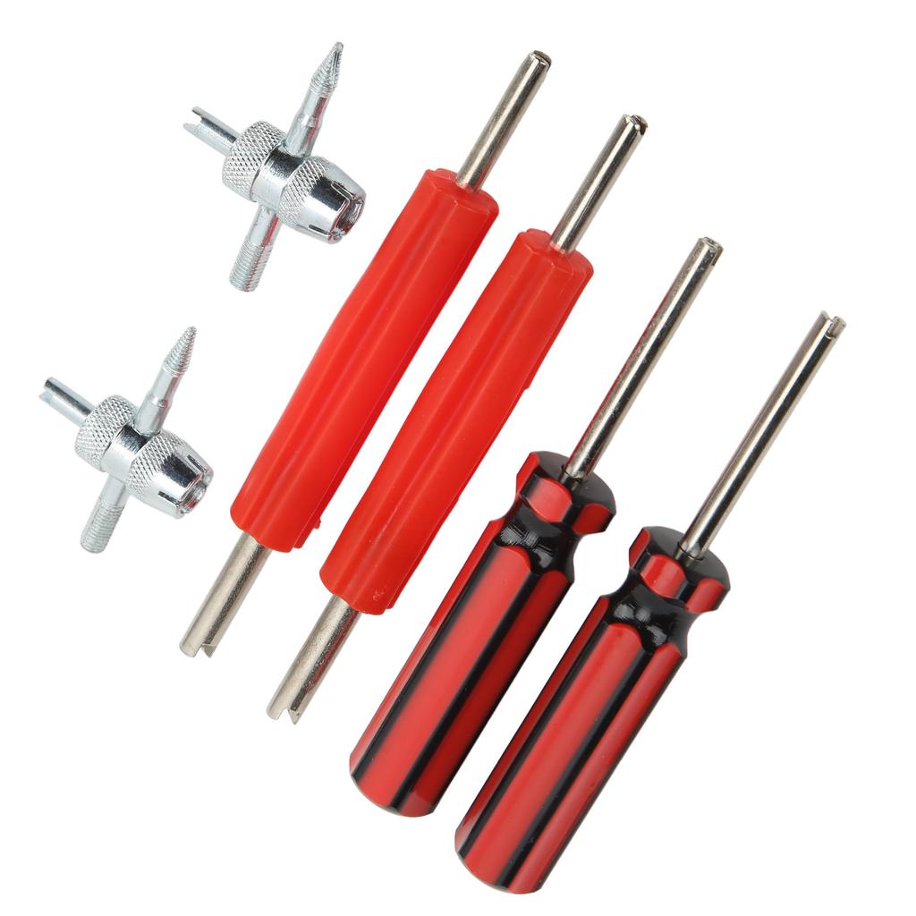 Juego de 6 piezas Removedor Instalador de Núcleos de Válvula de Neumático Cabezales Simples Dobles Herramienta de Válvula de 4 Vías para Coches Camiones