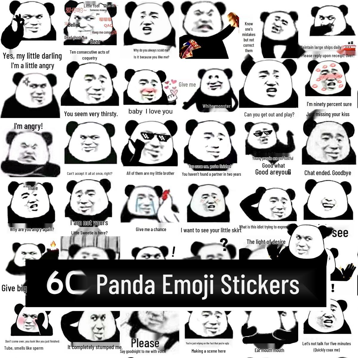 

63-Piece Panda Emoji Sticker Set for Notebooks, Luggage, and Planners - Trendy Douyin and Xiaohongshu Design Yes