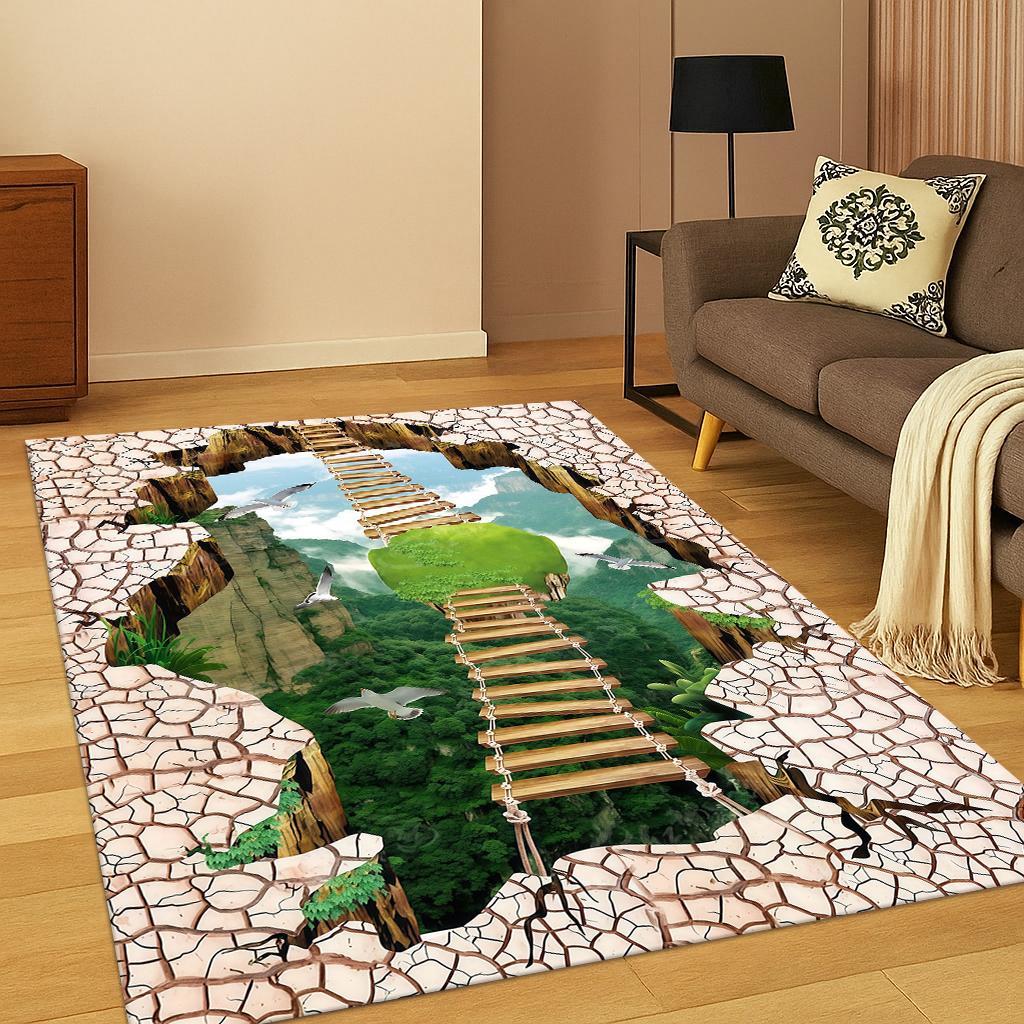 3D Underwater World Illusion Carpet Rug for Home Bedroom Living Room Sofa Doormat Kitchen Decor,Kid Game Non-slip Area Rug Mat